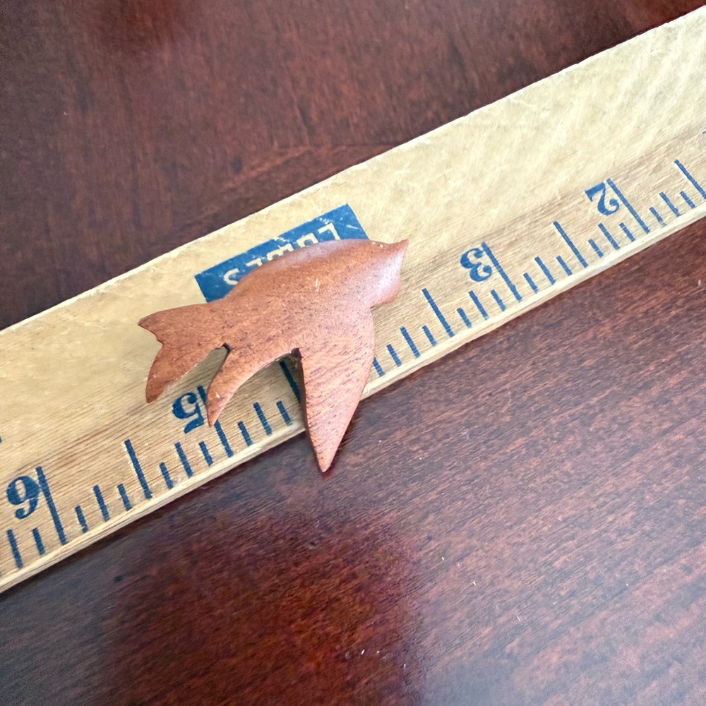 Vintage Wooden Bird Brooch